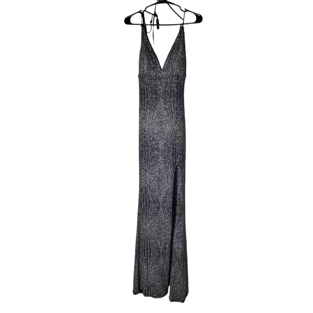 Trixxi Womens Black & White Geometric V-Neck Maxi Dress With Slit Size 1 - Picture 7 of 7